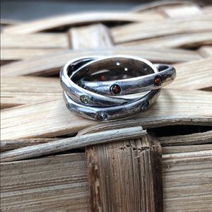 Sterling and gemstone Stacked Rings.